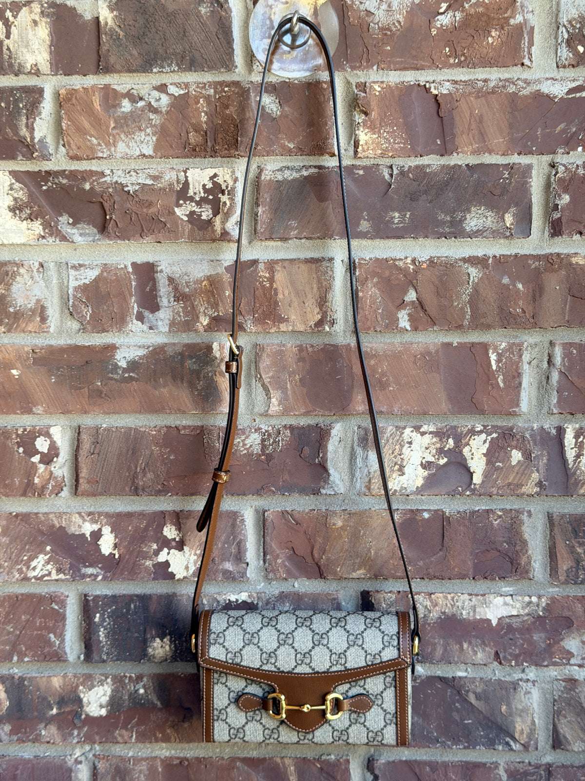 Gucci Horsebit 1955 Flap Crossbody Bag GG Coated Canvas Mini 45722