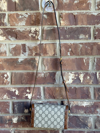 Gucci Horsebit 1955 Flap Crossbody Bag GG Coated Canvas Mini 45722
