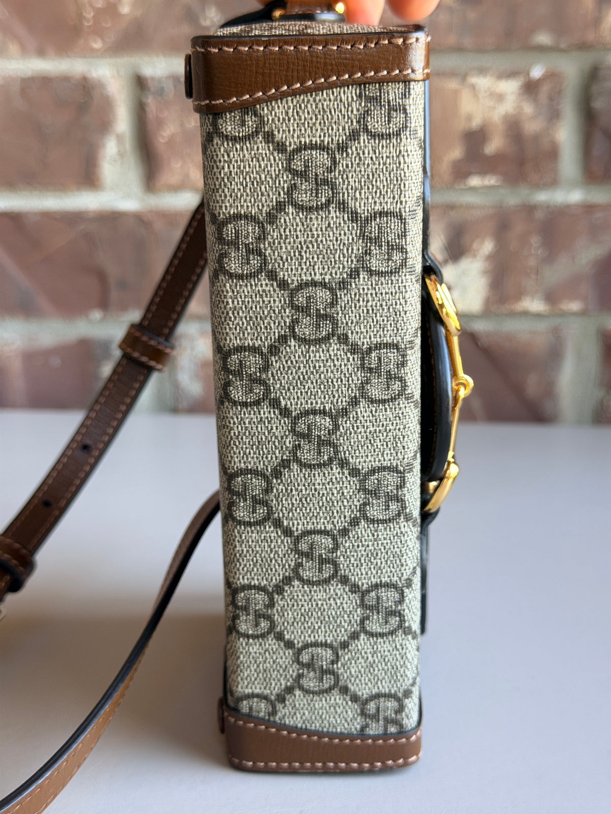 Gucci Horsebit 1955 Flap Crossbody Bag GG Coated Canvas Mini 45722