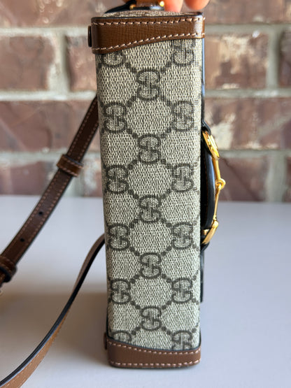 Gucci Horsebit 1955 Flap Crossbody Bag GG Coated Canvas Mini 45722