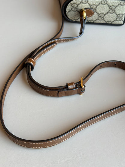 Gucci Horsebit 1955 Flap Crossbody Bag GG Coated Canvas Mini 45722