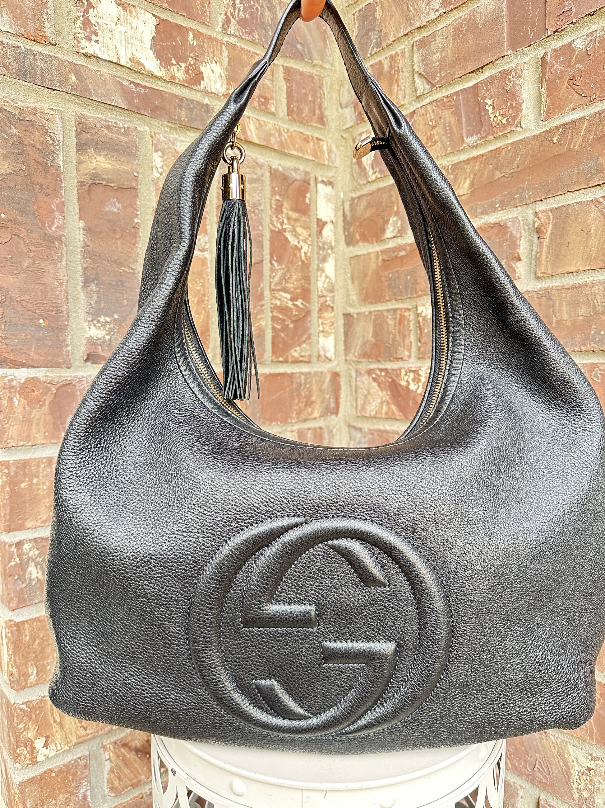 Gucci Soho Hobo Leather Large	Black 52367