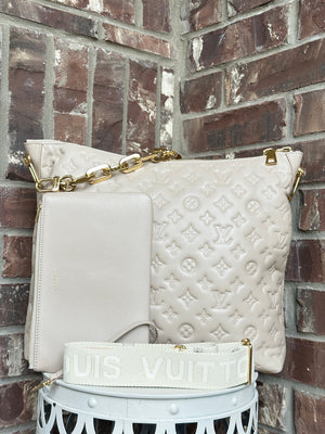 Louis Vuitton Coussin Hobo Monogram Embossed Lambskin MM Tan 58291