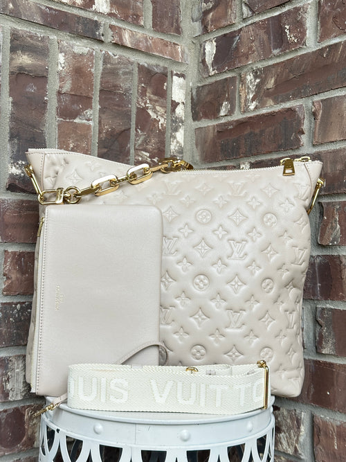 Louis Vuitton Coussin Hobo Monogram Embossed Lambskin MM Tan 58291