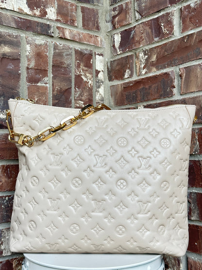 Louis Vuitton Coussin Hobo Monogram Embossed Lambskin MM Tan 58291