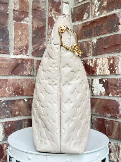 Louis Vuitton Coussin Hobo Monogram Embossed Lambskin MM Tan 58291
