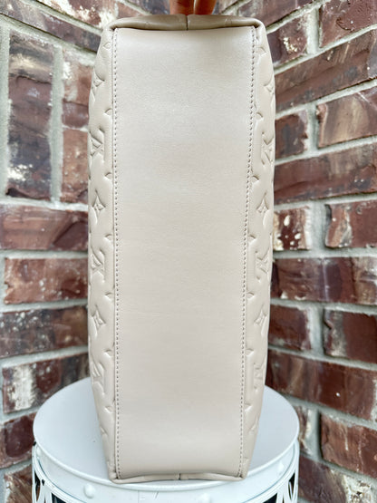 Louis Vuitton Coussin Hobo Monogram Embossed Lambskin MM Tan 58291