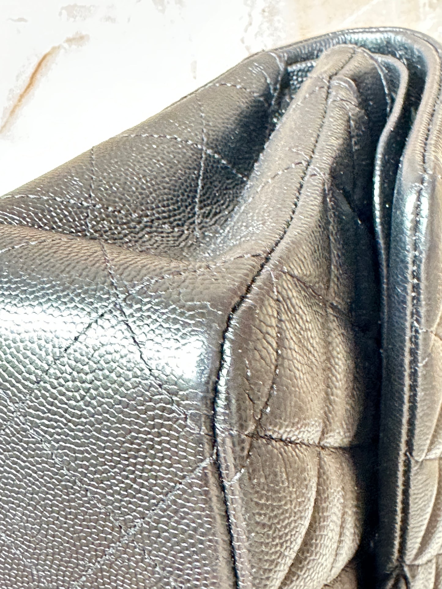 Chanel Classic Double Flap Bag Quilted Iridescent Caviar Medium Black 82735