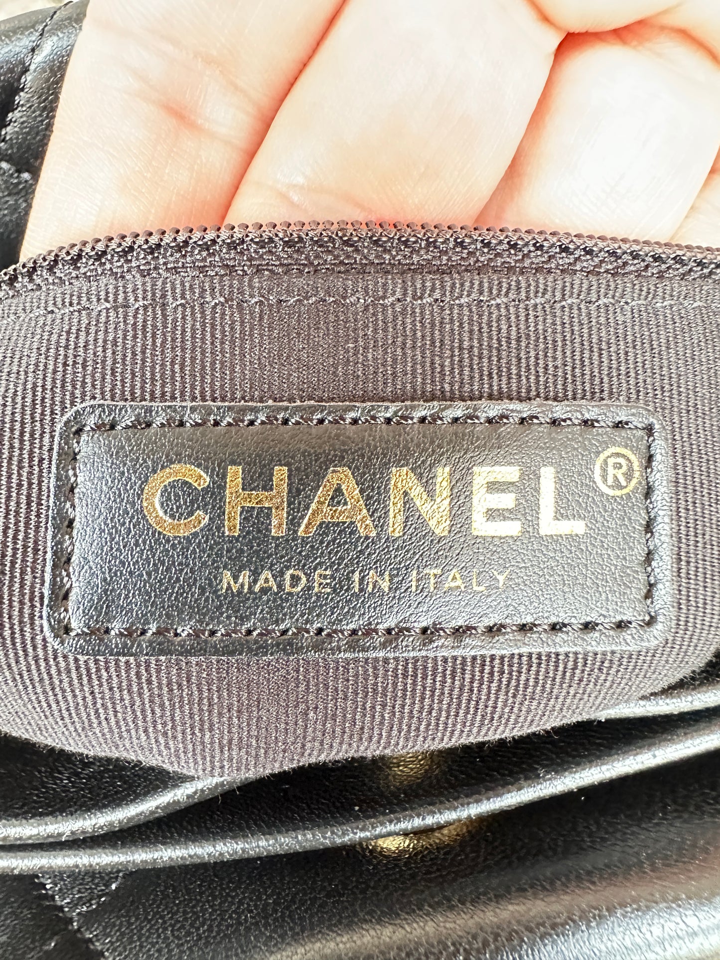 Chanel CC Bar Chain Handle Shopping Tote Lambskin Small Black 47816