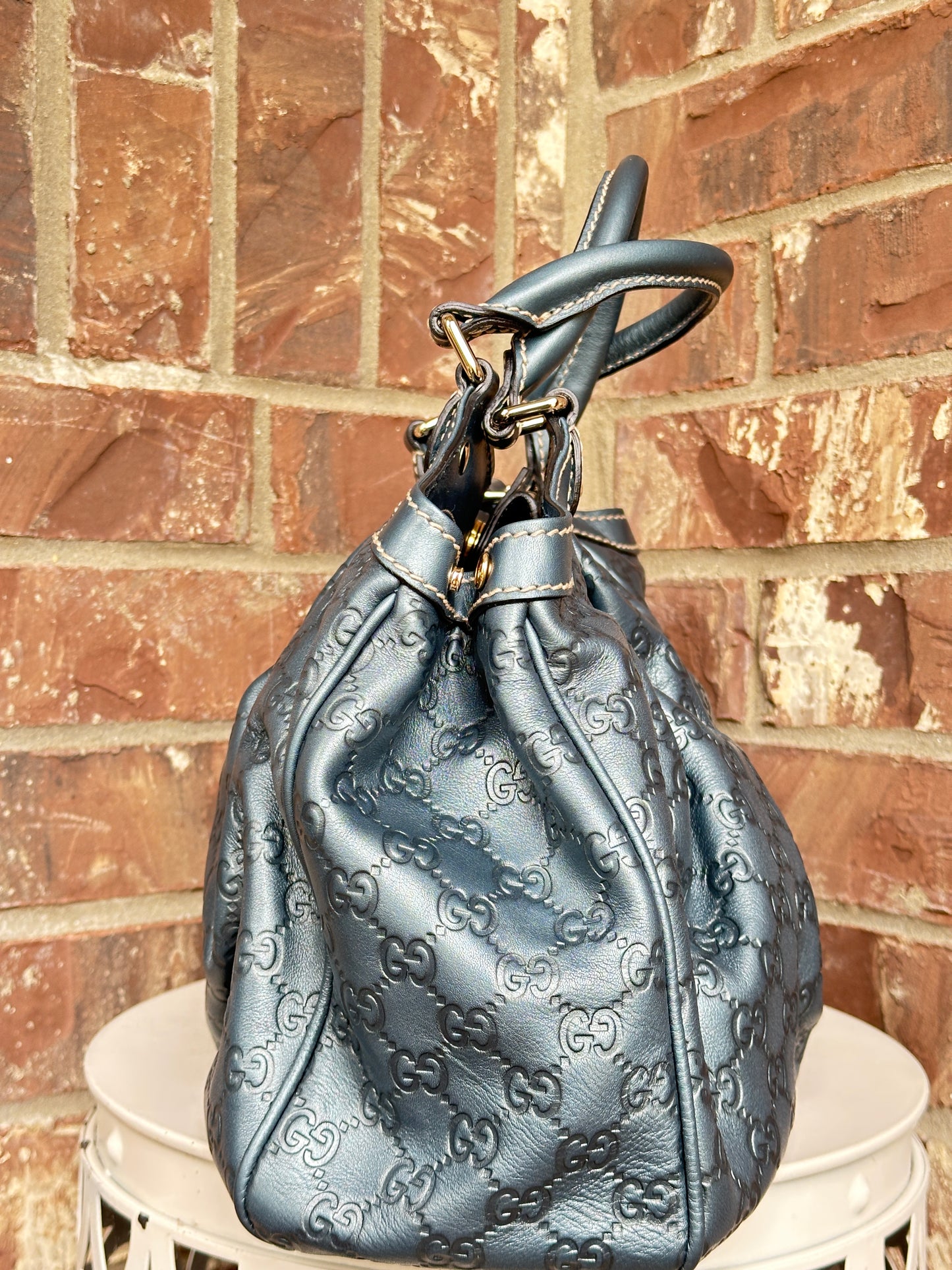 Gucci Sukey Tote Guccissima Leather Medium Blue 48269