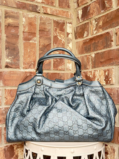 Gucci Sukey Tote Guccissima Leather Medium Blue 48269