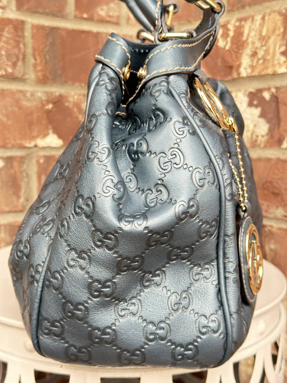 Gucci Sukey Tote Guccissima Leather Medium Blue 48269