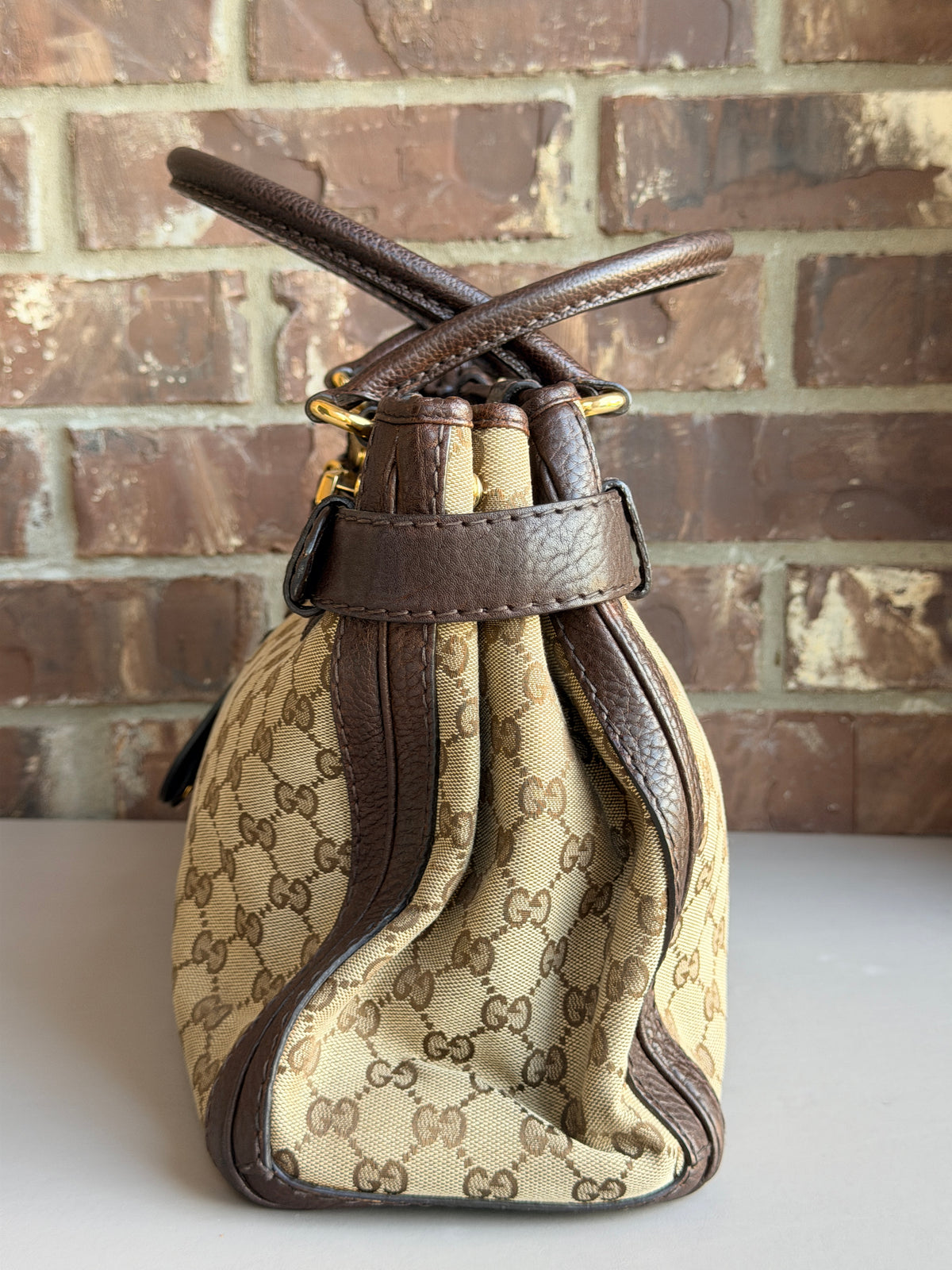 Gucci GG Running Tote GG Canvas with Leather Medium Brown 43732