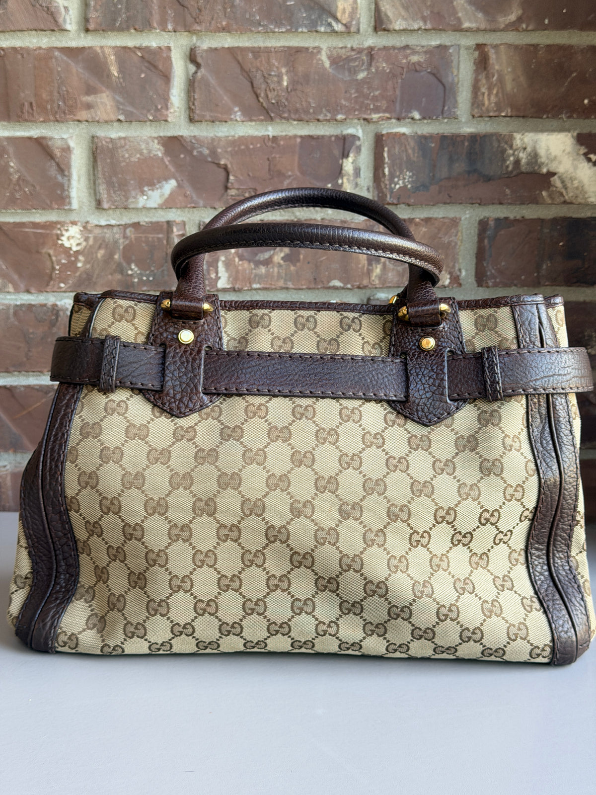 Gucci GG Running Tote GG Canvas with Leather Medium Brown 43732