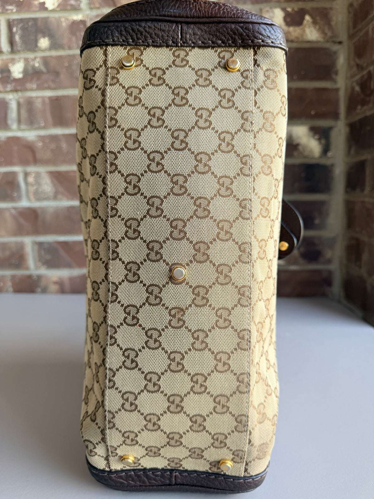 Gucci GG Running Tote GG Canvas with Leather Medium Brown 43732