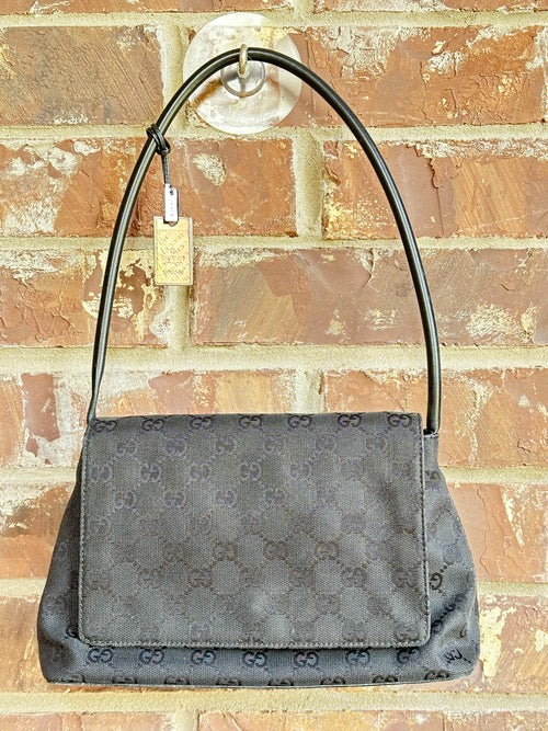 Gucci GG Monogram Black Flap Bag with Pouch 49283
