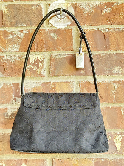 Gucci GG Monogram Black Flap Bag with Pouch 49283
