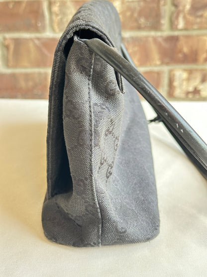 Gucci GG Monogram Black Flap Bag with Pouch 49283