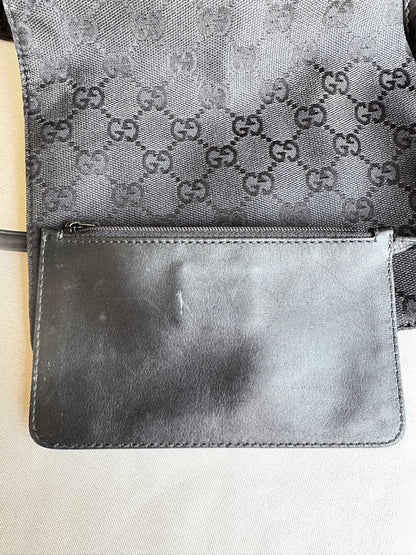Gucci GG Monogram Black Flap Bag with Pouch 49283