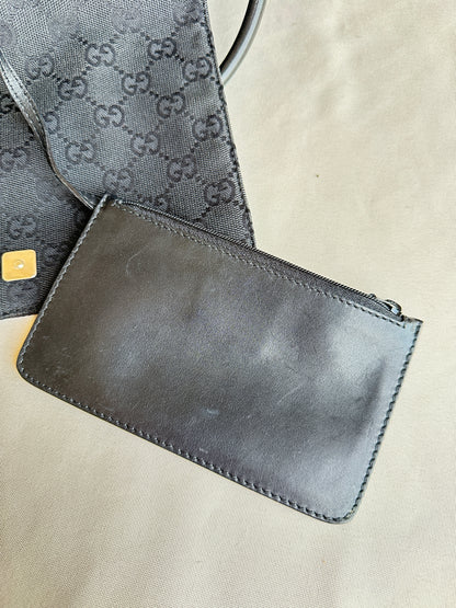 Gucci GG Monogram Black Flap Bag with Pouch 49283