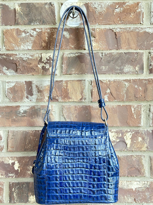 Brahmin Margo Leontyne Embossed Leather Small Crossbody - Blue 52353