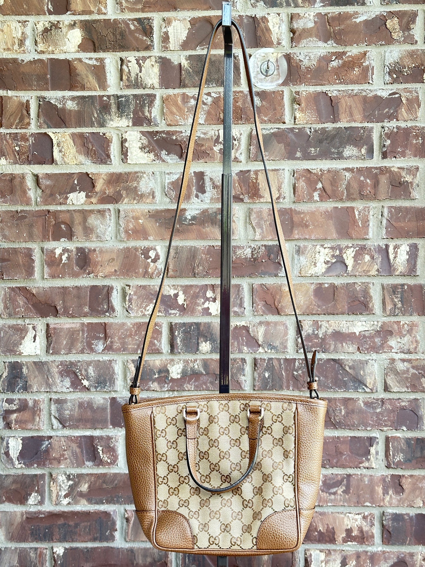 Gucci Bree Convertible Tote GG Canvas with Leather Small Brown 73842