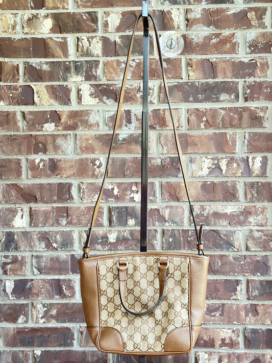 Gucci Bree Convertible Tote GG Canvas with Leather Small Brown 73842