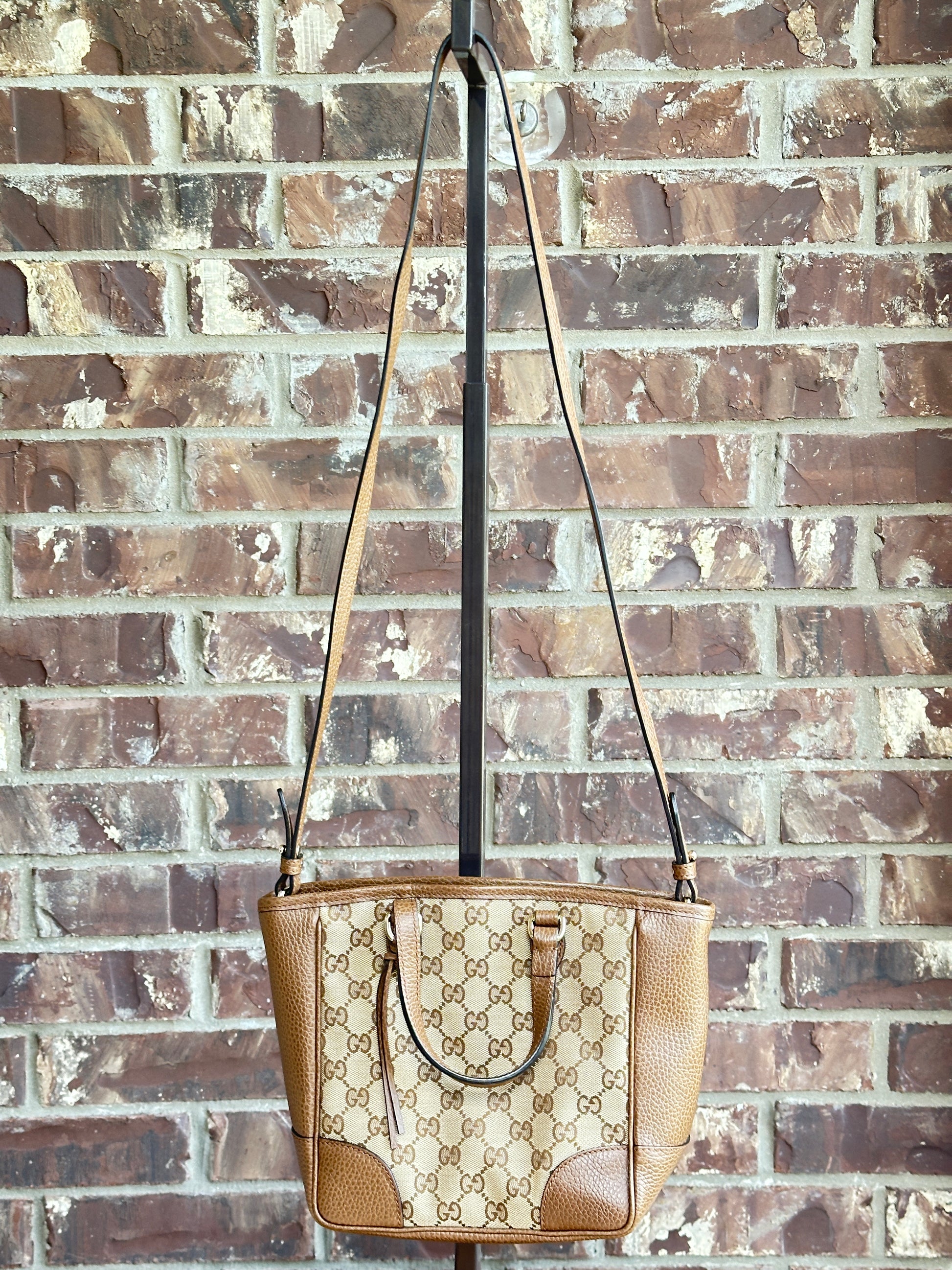 Gucci Bree Convertible Tote GG Canvas with Leather Small Brown 73842