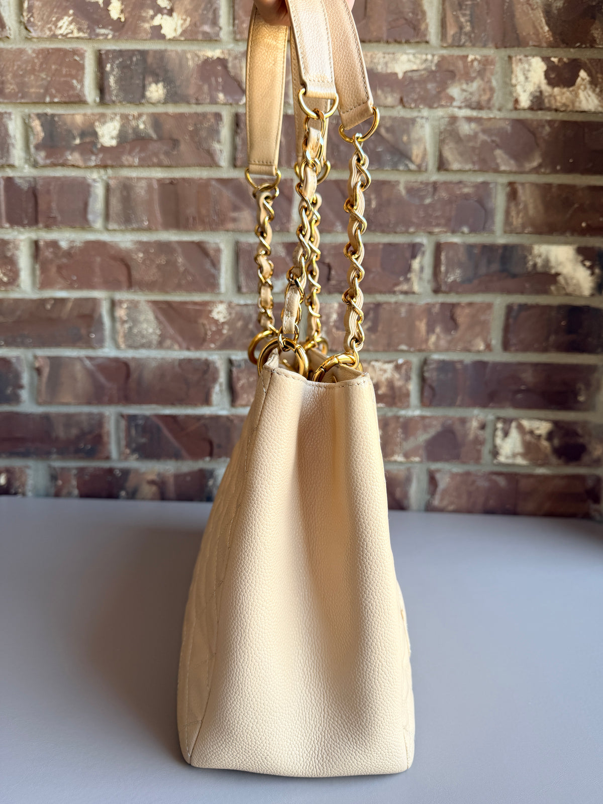 Chanel Grand Shopping Tote Quilted Caviar Cream/Beige 73684