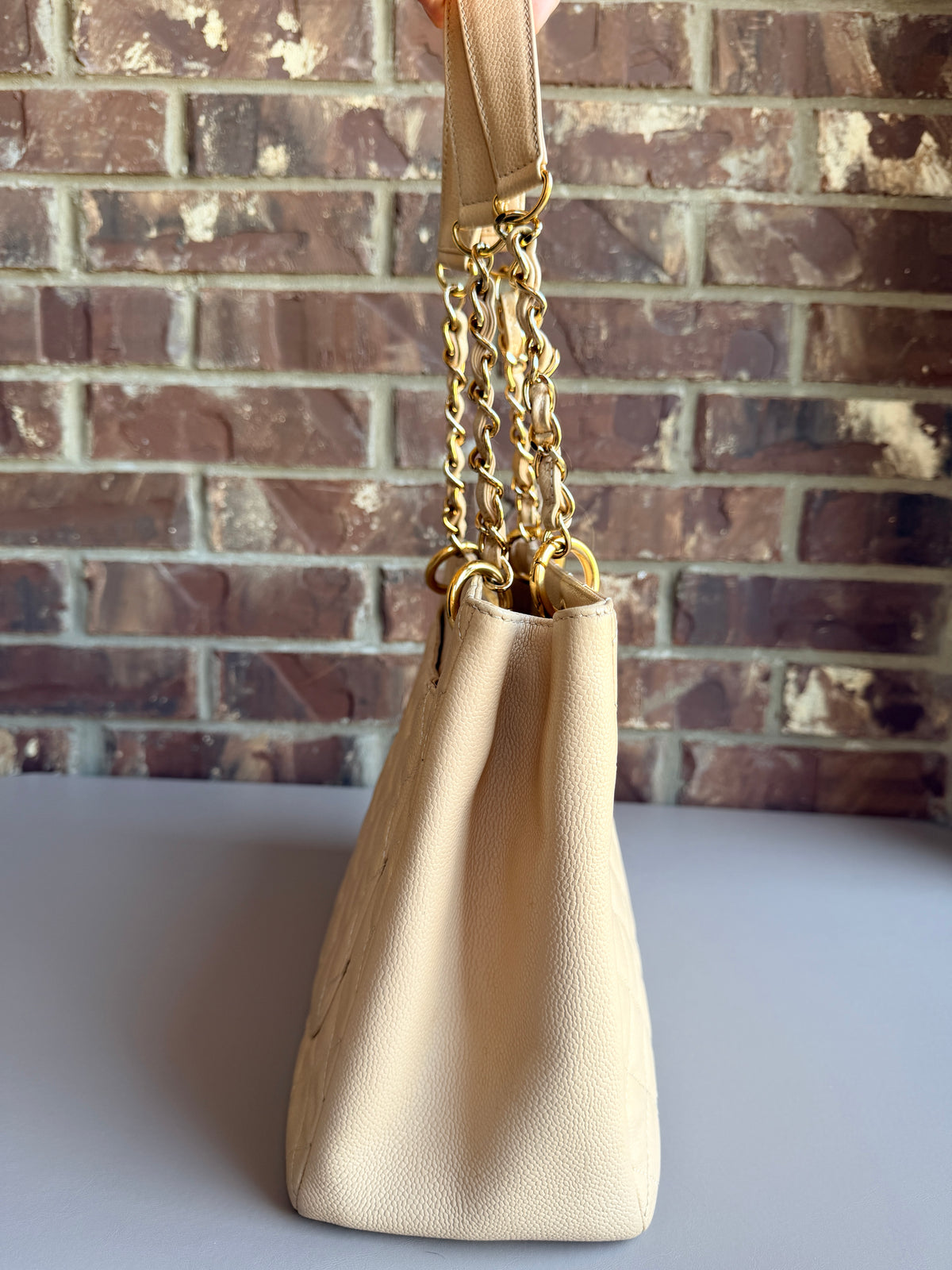 Chanel Grand Shopping Tote Quilted Caviar Cream/Beige 73684