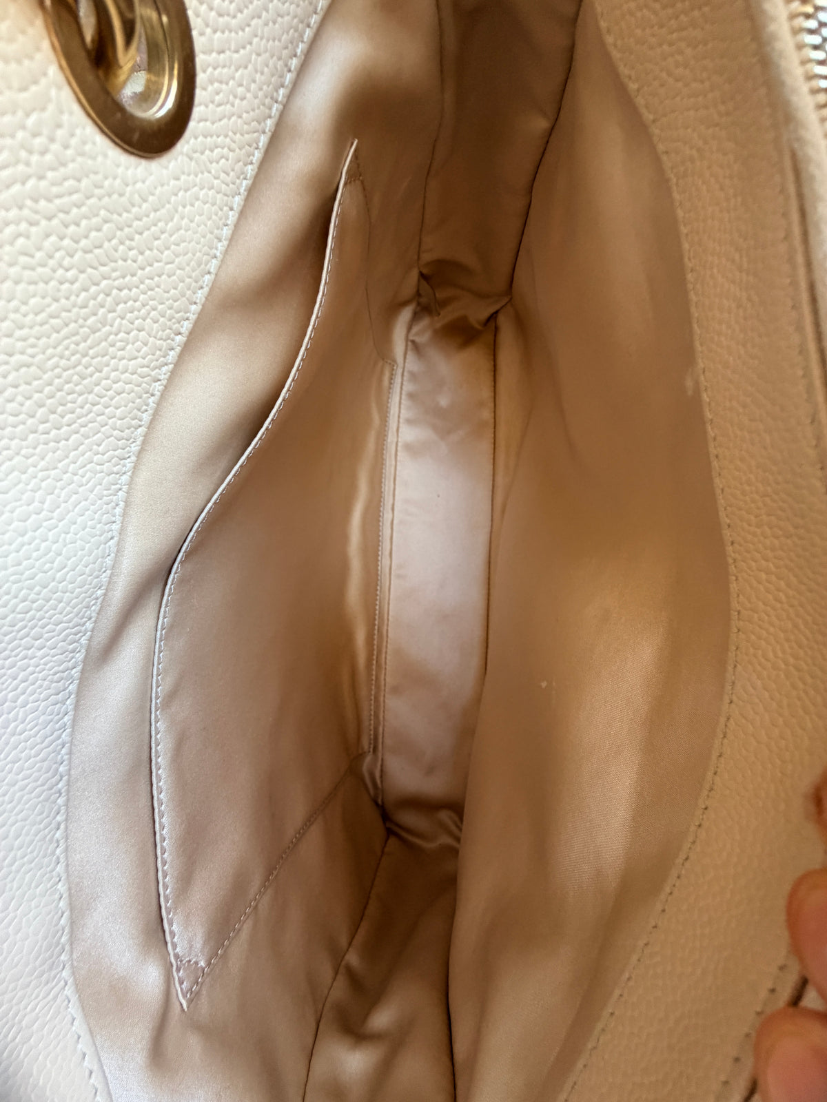 Chanel Grand Shopping Tote Quilted Caviar Cream/Beige 73684