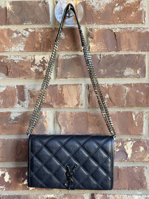 Saint Laurent Becky Chain Wallet Quilted Leather 34623