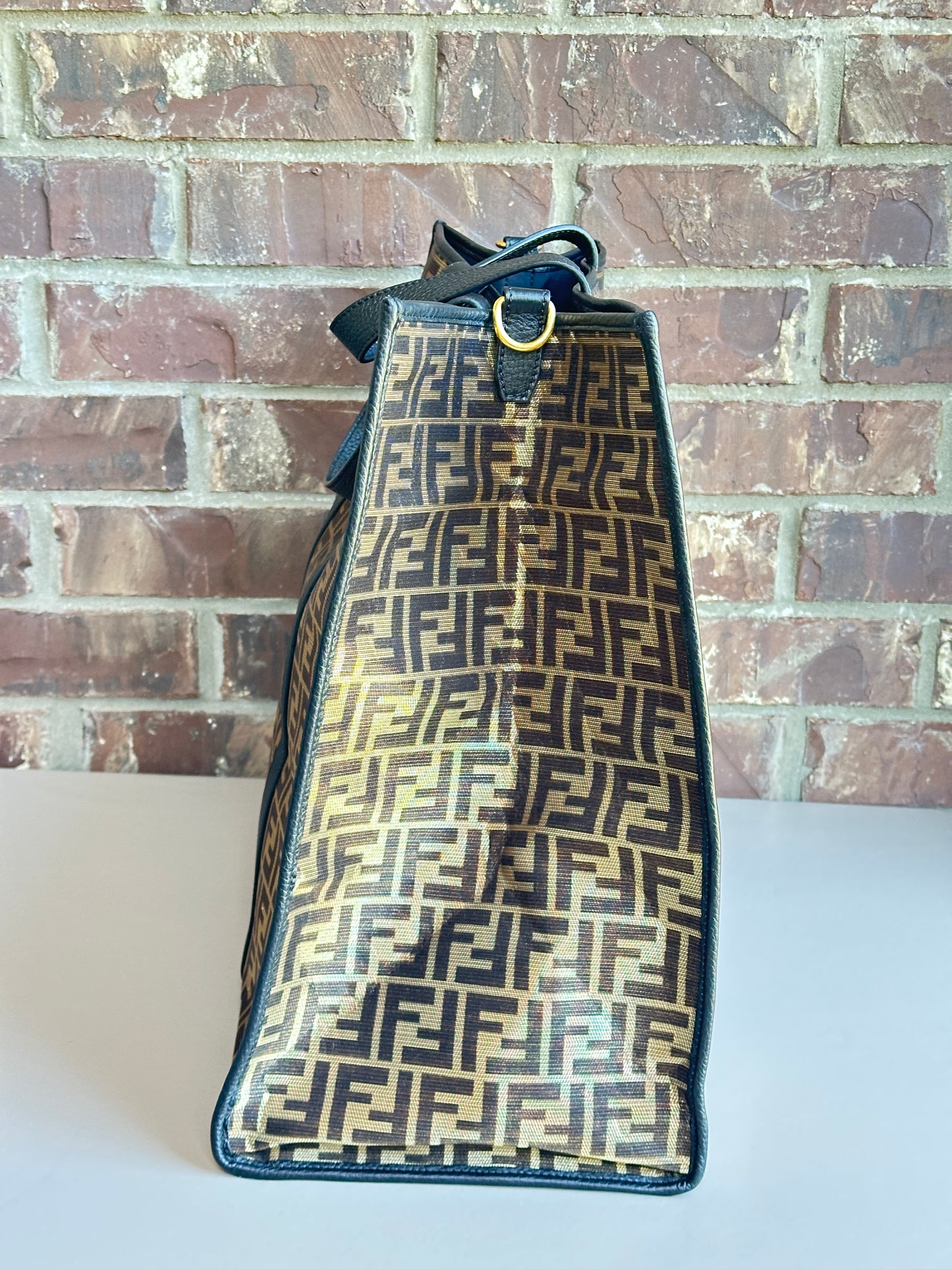Fendi Karligraphy Tote Metallic Zucca Canvas Large 72635