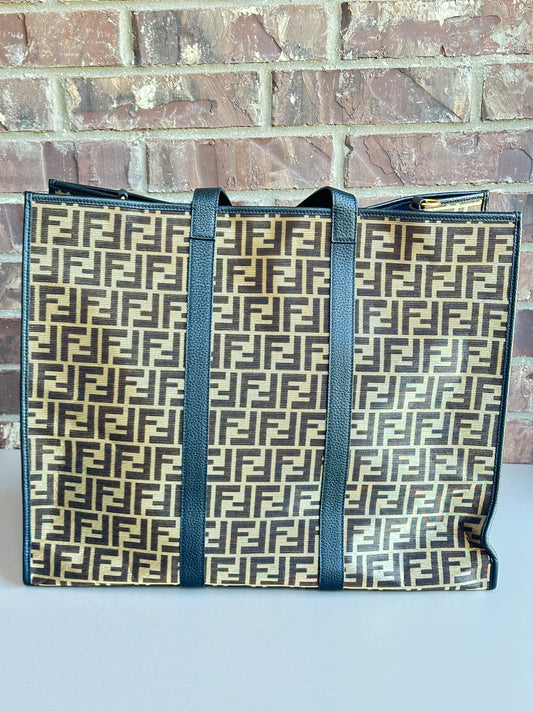 Fendi Karligraphy Tote Metallic Zucca Canvas Large 72635