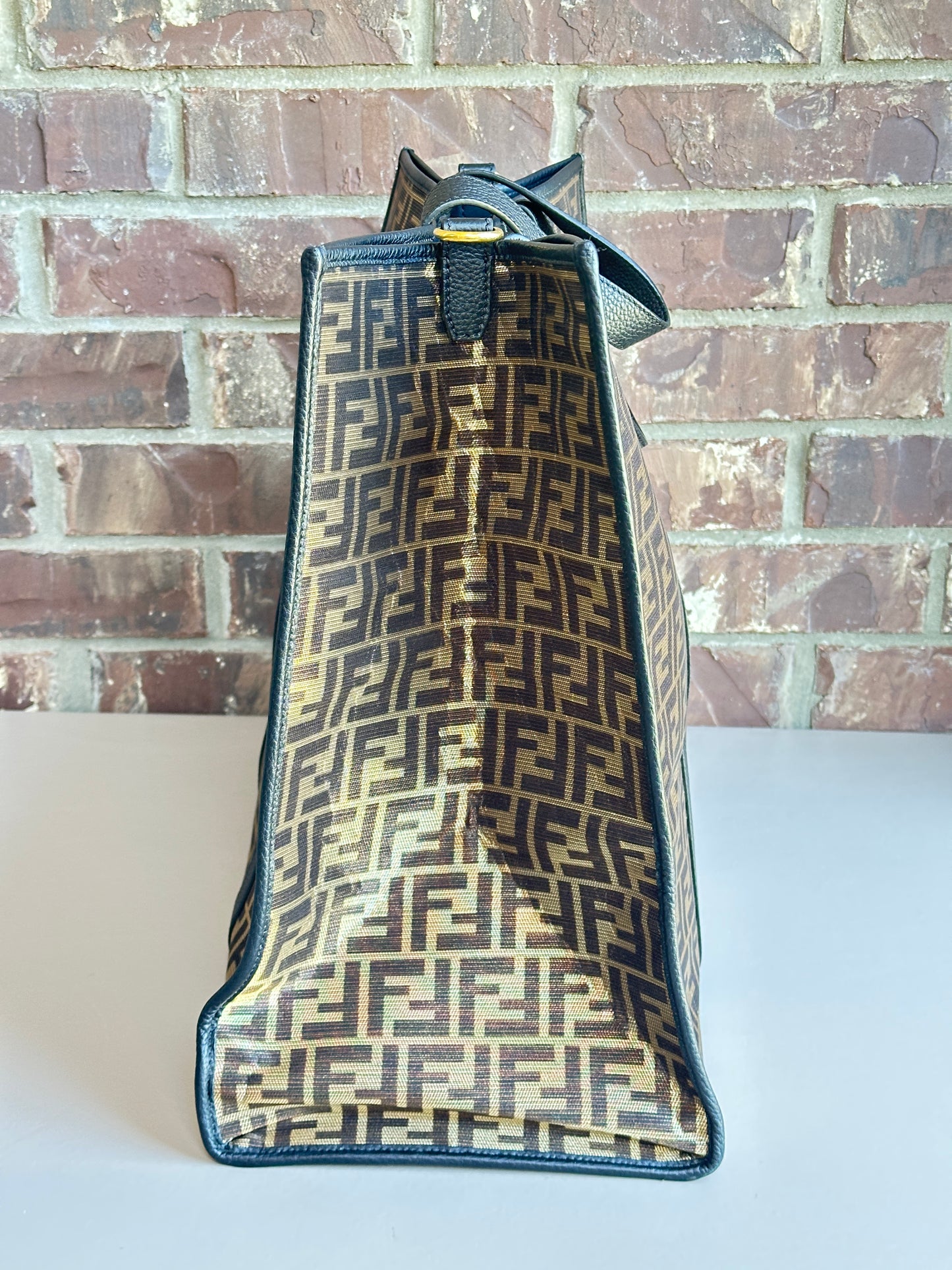 Fendi Karligraphy Tote Metallic Zucca Canvas Large 72635