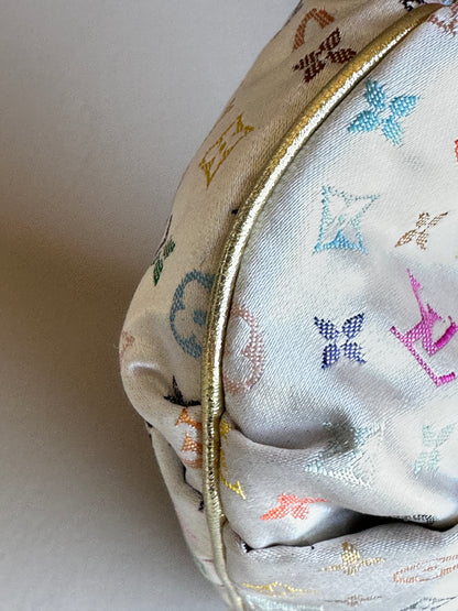 Louis Vuitton Aumoniere Satin Evening Bag Monogram White Multicolor 82723
