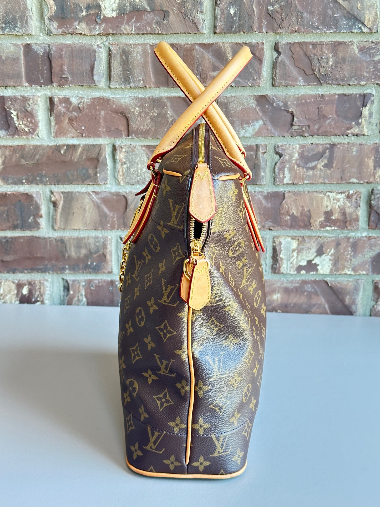 Louis Vuitton Carry All Handbag Monogram Canvas MM Brown 42346