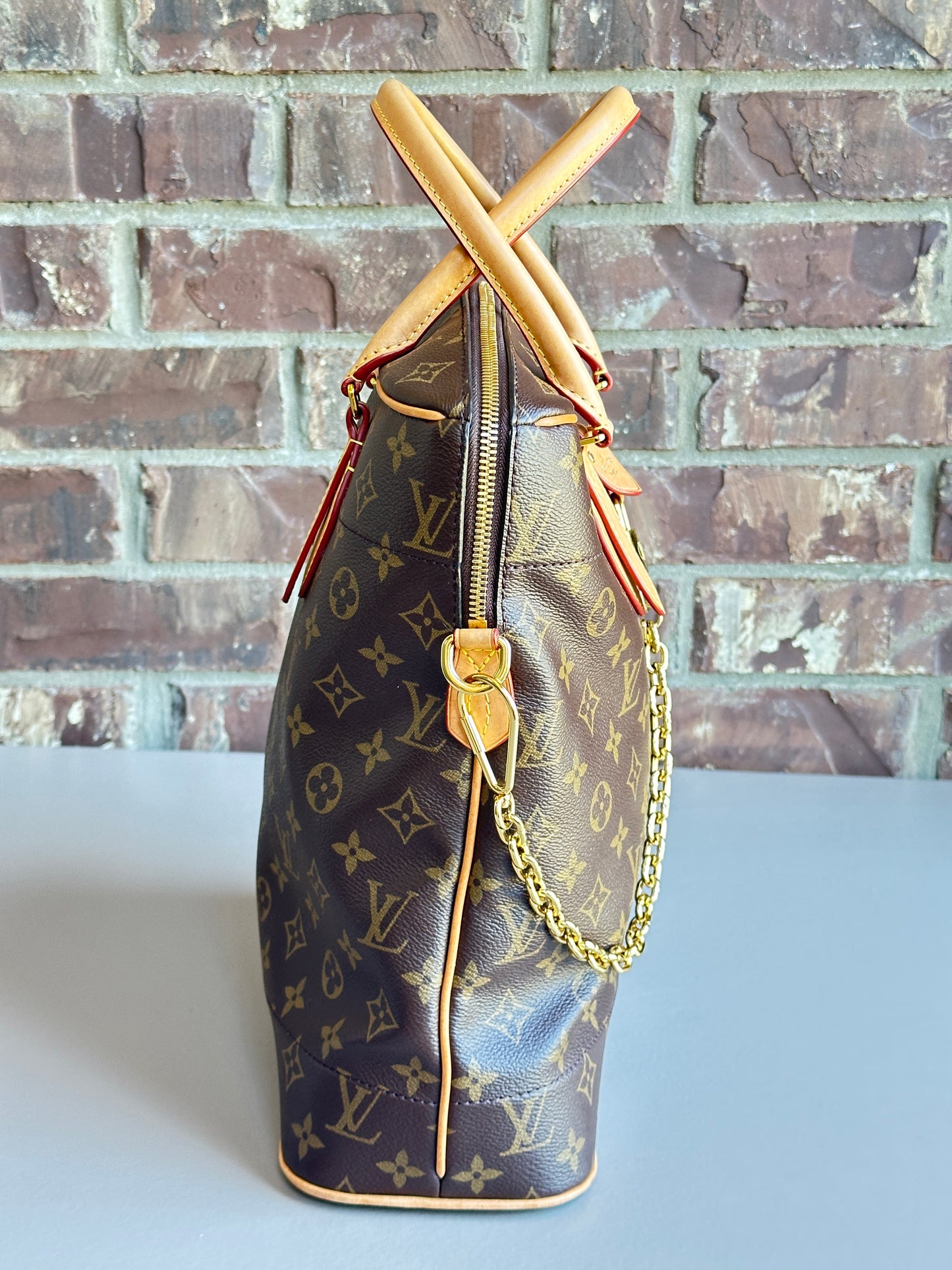 Louis Vuitton Carry All Handbag Monogram Canvas MM Brown 42346