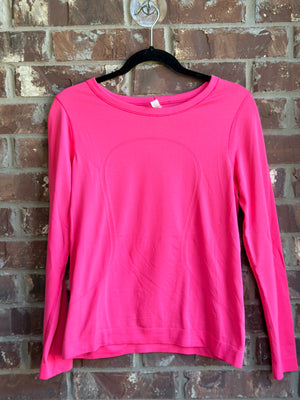Lululemon Swiftly Tech Long Sleeve Shirt Size 8 Hot Pink Running Workout Top