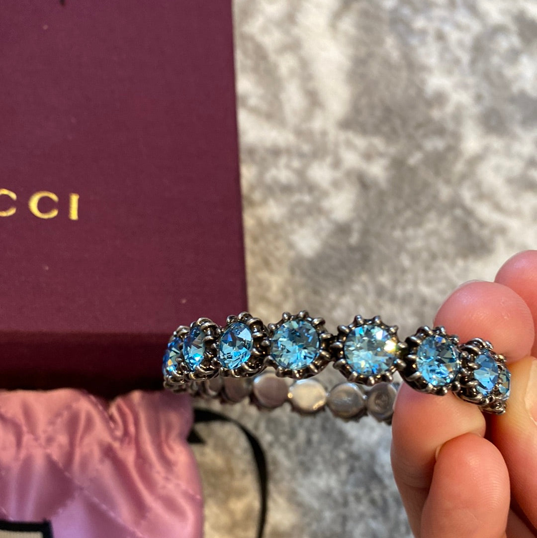Gucci Crystal Feline Head Cuff Bracelet