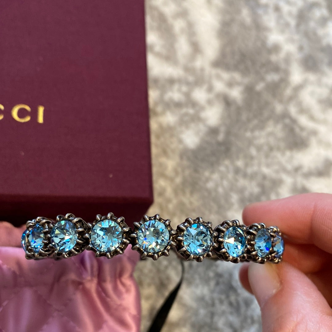 Gucci Crystal Feline Head Cuff Bracelet